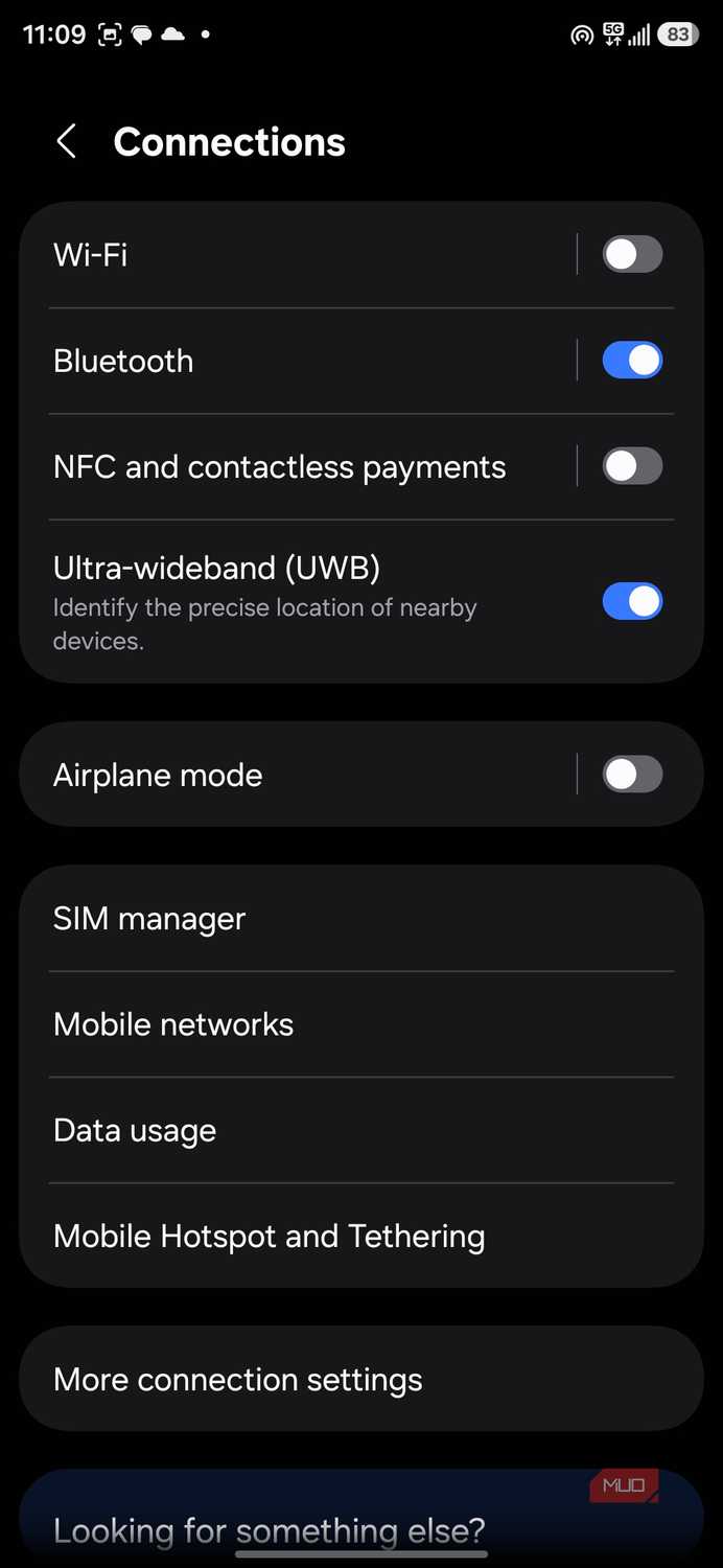 Smartphone connections settings menu with toggles-1