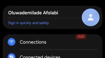 Smartphone settings menu