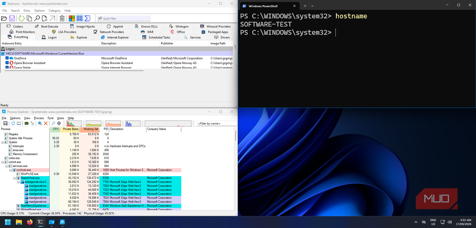 SOFTWARE-TEST Windows linked clone running Process Explorer and Autoruns independently of the golden image