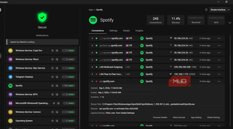 A blocked connection on Spotify inside Portmaster.