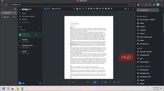 stirling pdf editor interface with sample pdf document open