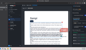 stirling pdf text editor interface with sample document open-3