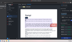 stirling pdf text editor interface with sample document open