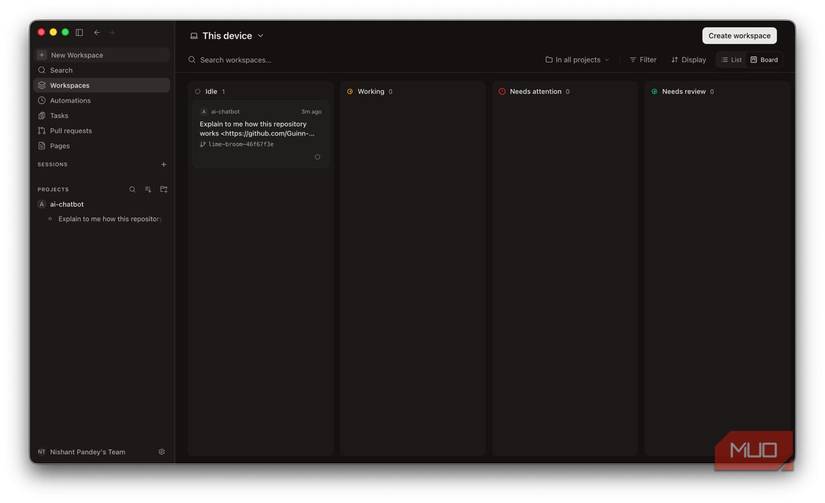 Superset IDE workspaces menu.