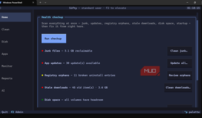 Terminal utility application showing system health checkup.