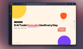 Title slide of 5 AI Tools I Actually Use Every Day internal talk by Mahnoor Faisal