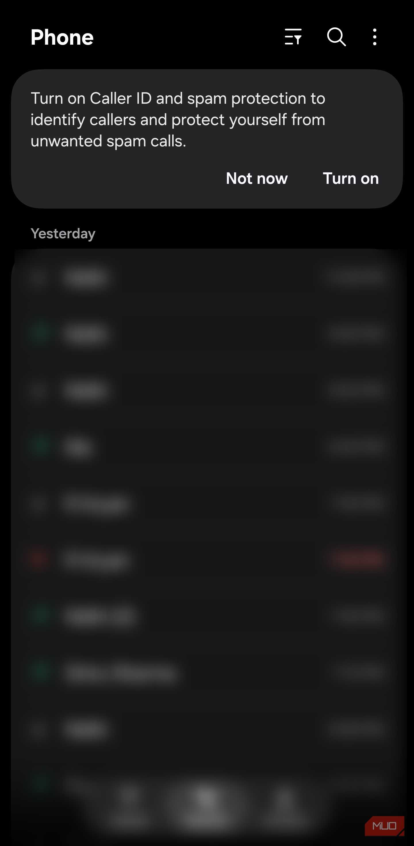 Turn on spam protection Samsung notification