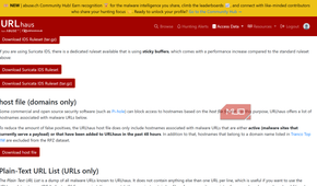 URLhaus “host file (domains only)” page