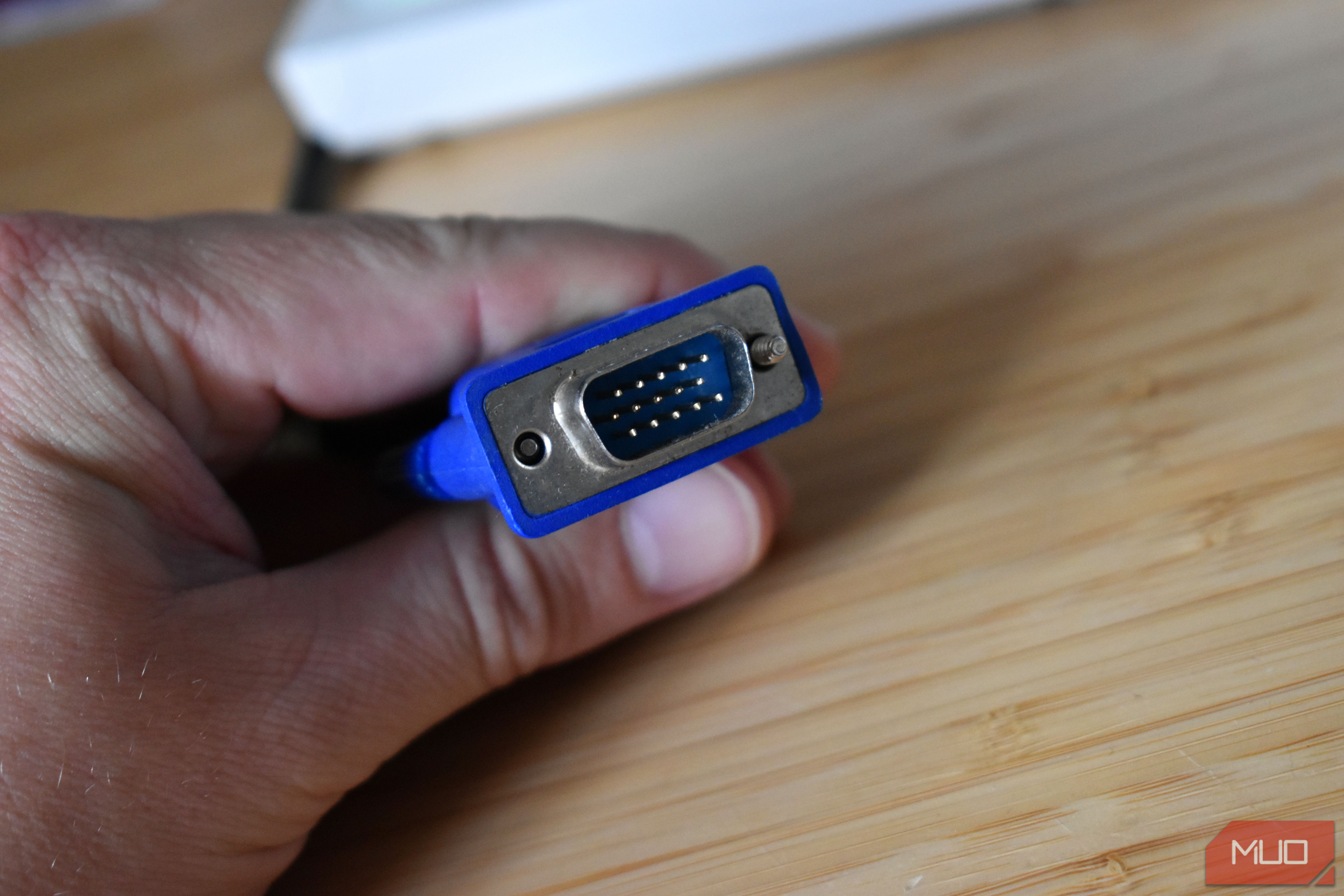 vga connector close up in hand