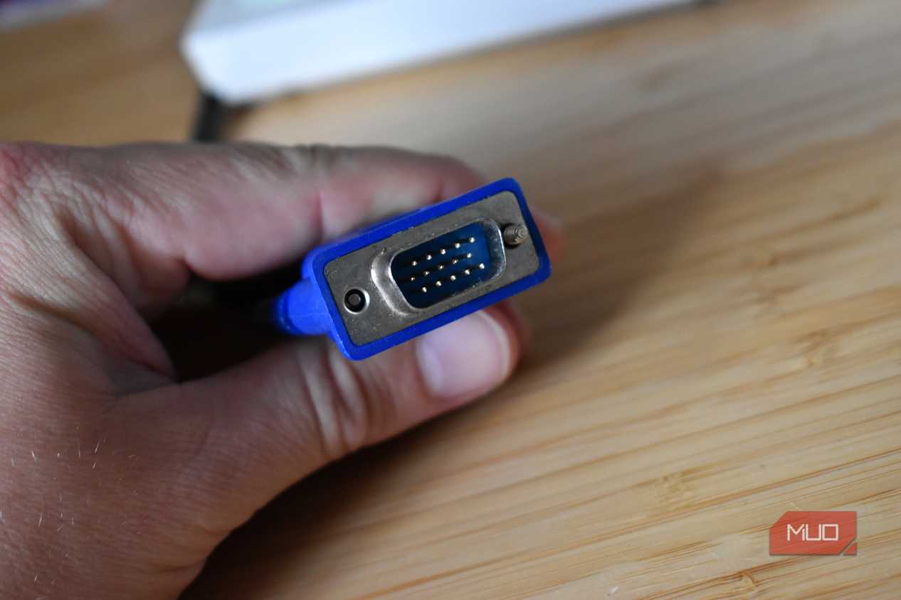 vga connector close up in hand