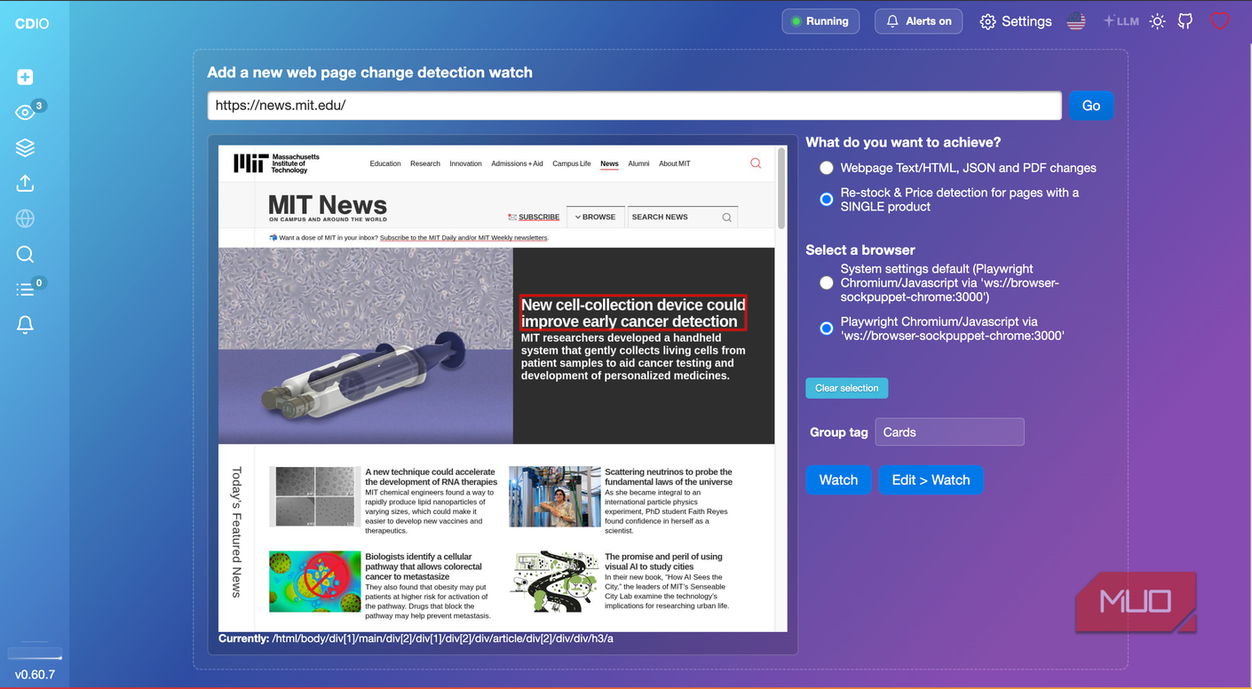 Интеграция ИИ в changedetection.io Интеграция искусственного интеллекта для анализа изменений на сайтах