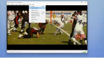 vlc media player displaying football game replay action