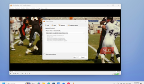 vlc media player open media dialog football game video