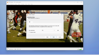 vlc media player stream output dialog with football game video-1