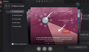 Welcome tutorial dialog for Kando app