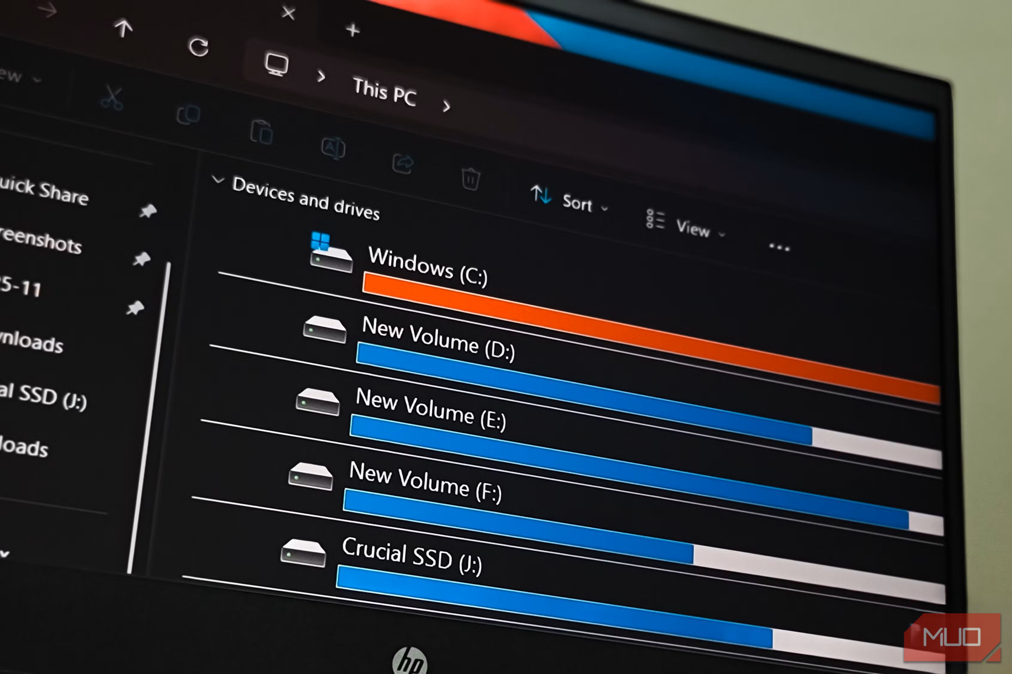 Windows 11 File Explorer This PC on a HP Laptop