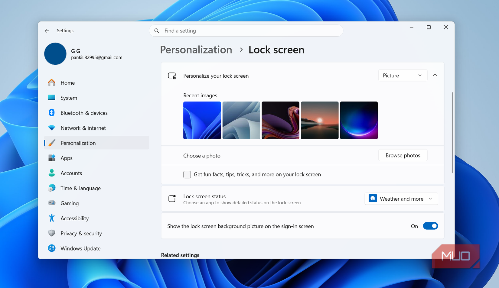 Windows 11 lock screen settings