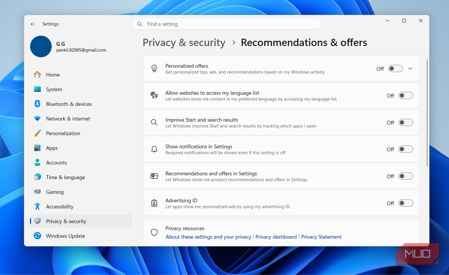 отключить рекламу в Windows 11 — иллюстрация 4 к материалу