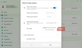 Windows post in time restore