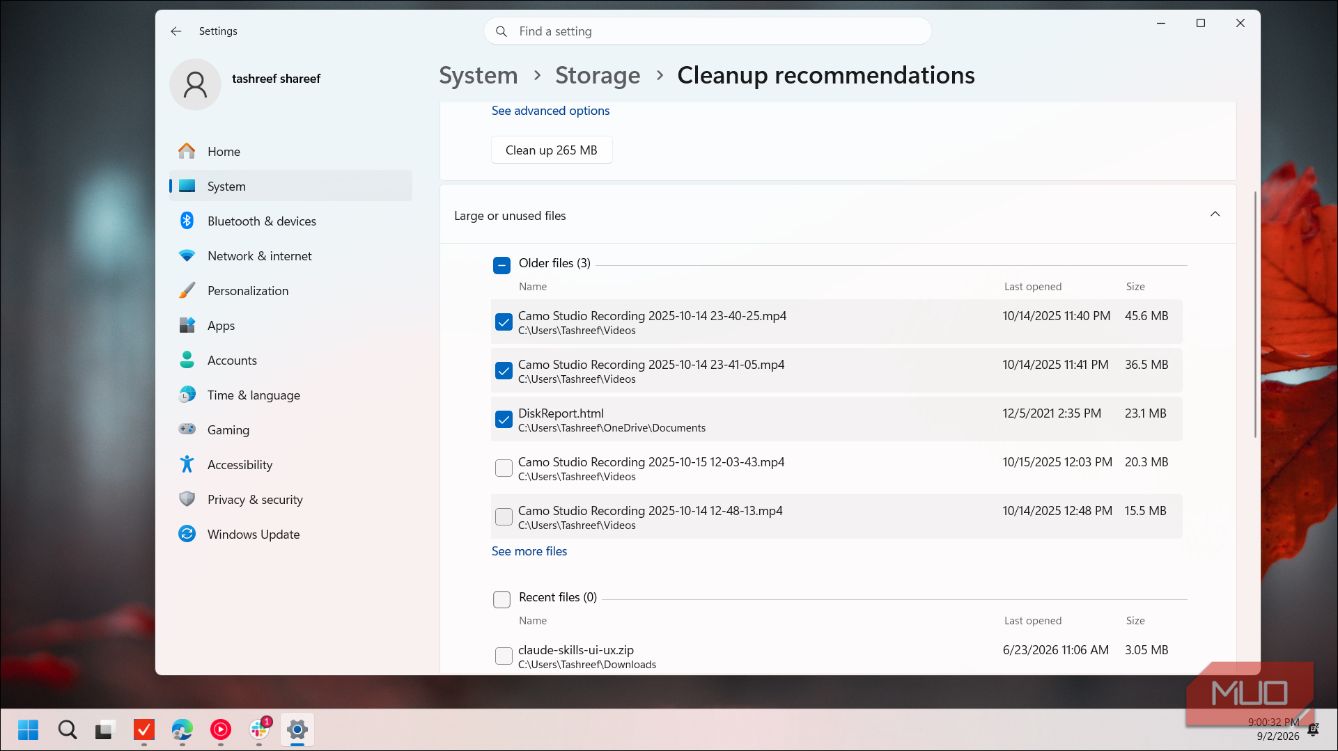 windows settings system storage cleanup recommendations interface