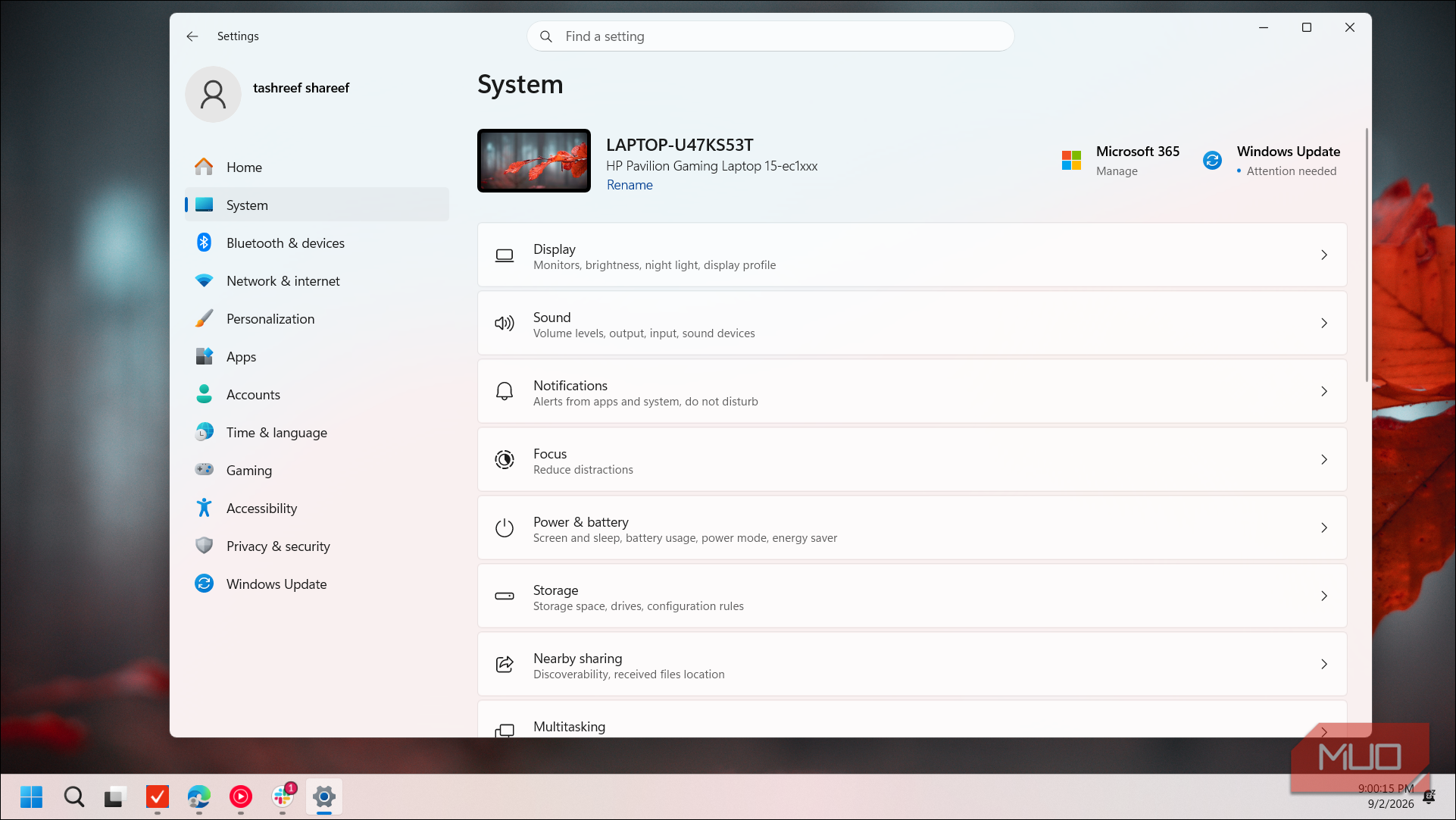 windows system settings display configuration options hp pavilion gaming laptop