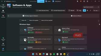 Winhance software and apps section