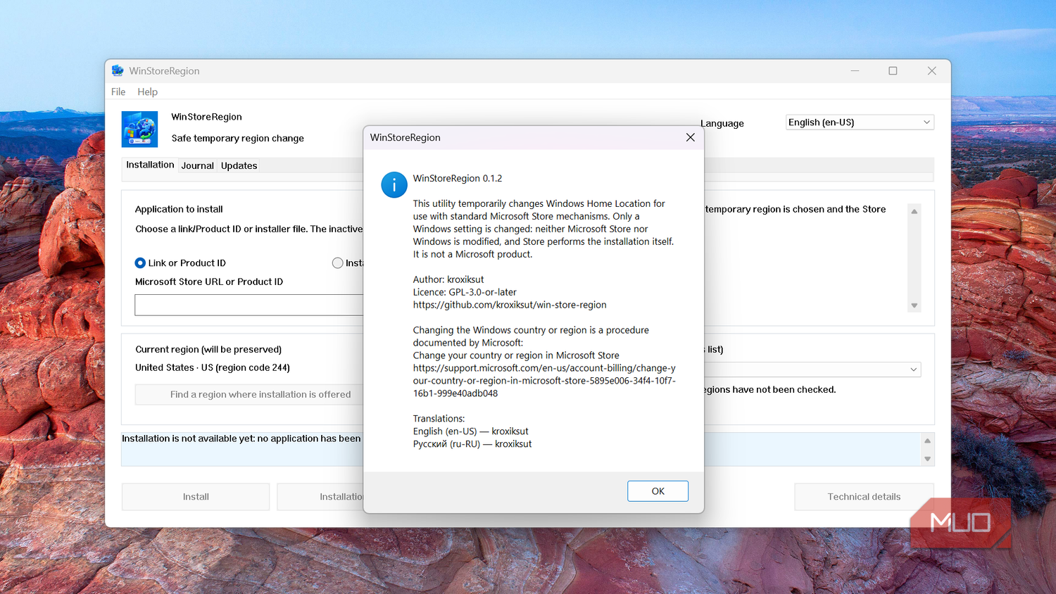 Как обойти региональные ограничения Microsoft Store и установить любые приложения Окно утилиты WinStoreRegion с настройками установки приложений