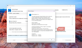 WinStoreRegion application about dialog box