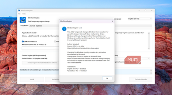 WinStoreRegion application about dialog box