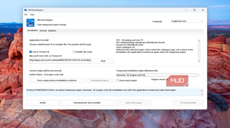 WinStoreRegion application window showing installation settings