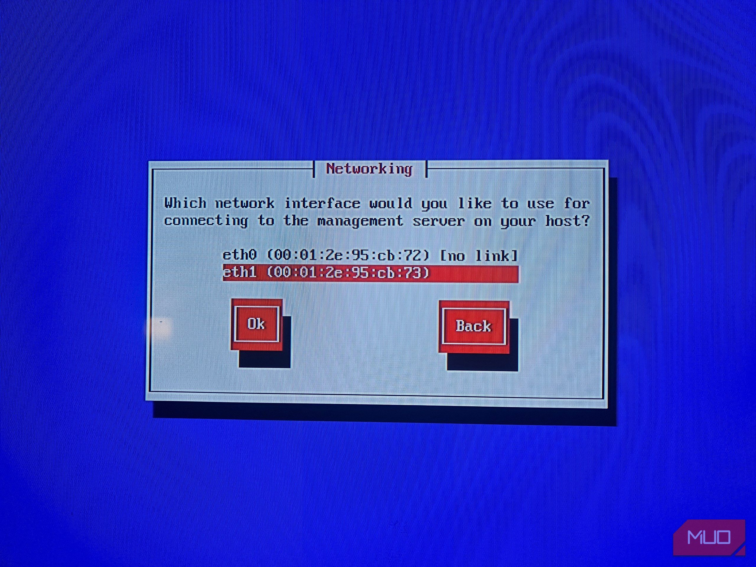 XCP-ng installer detecting both Ethernet interfaces in a Zotac