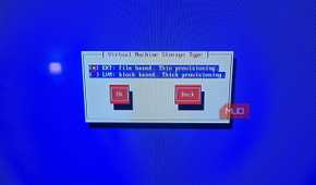 EXT file-based thin provisioning selected for virtual machine