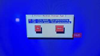 EXT file-based thin provisioning selected for virtual machine