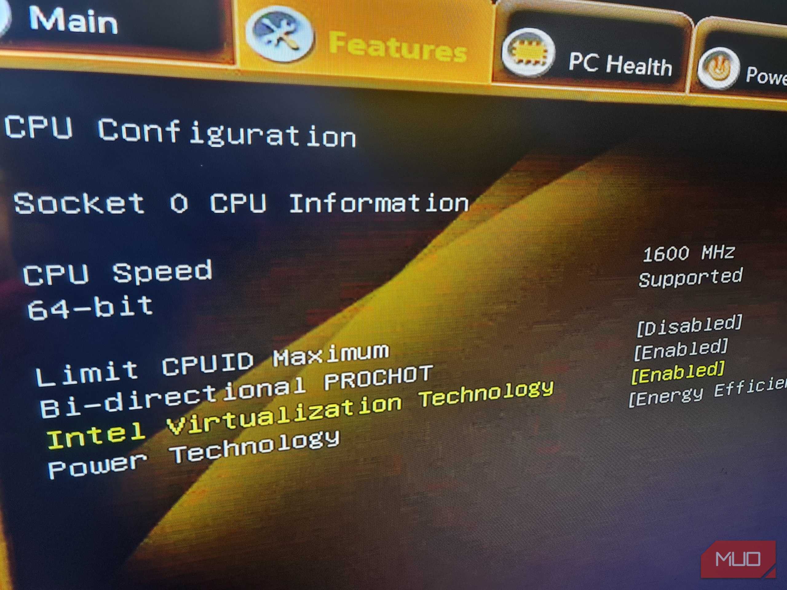 Intel virtualization enabled in the BIOS of a Zotac ZBOX mini PC