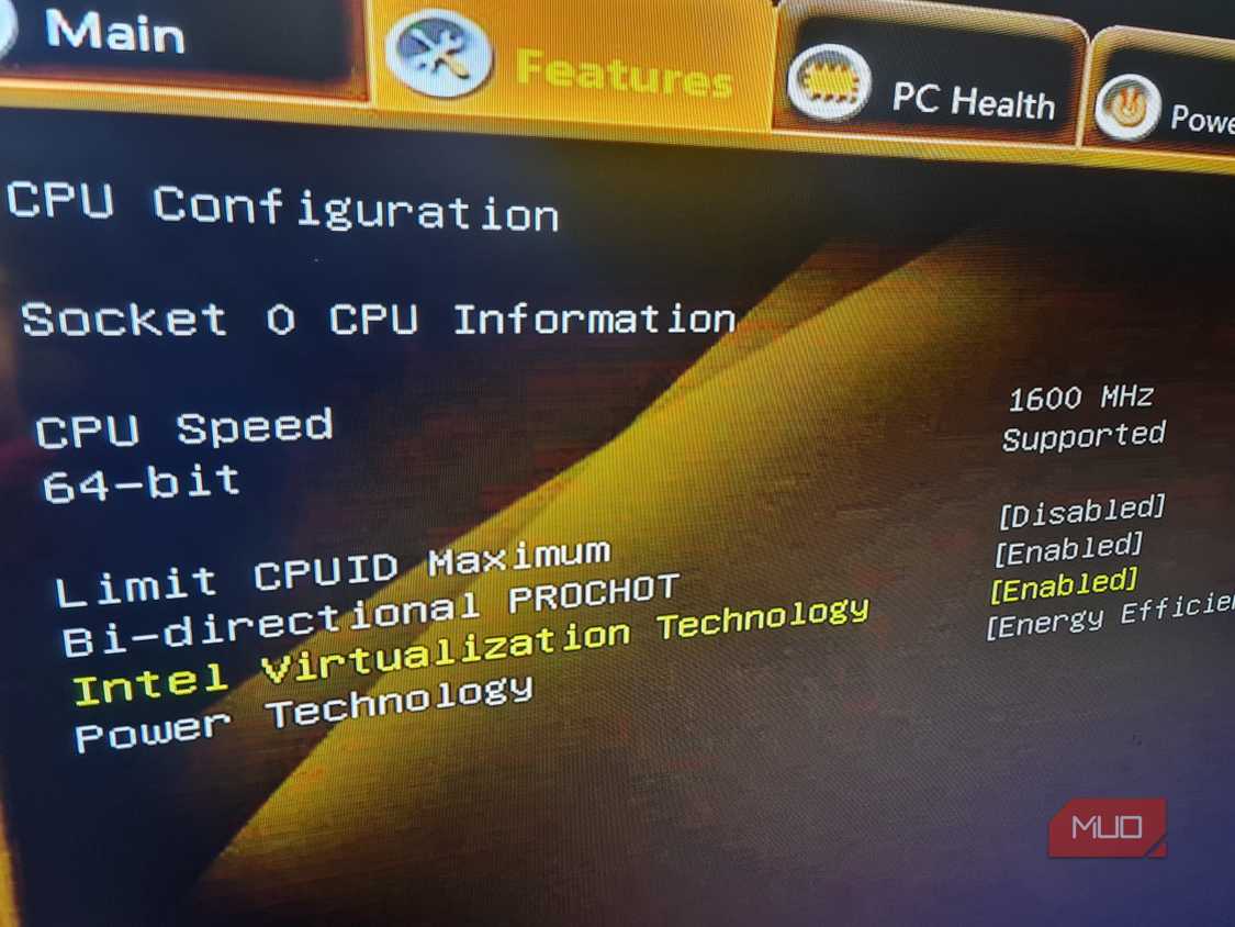 Intel virtualization enabled in the BIOS of a Zotac ZBOX mini PC