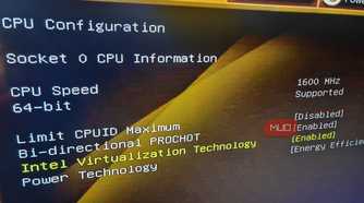 Intel virtualization enabled in the BIOS of a Zotac ZBOX mini PC