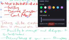 Using xnotes lasso-select to change handwriting style.