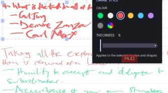 Using xnotes lasso-select to change handwriting style.