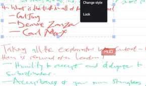 xnotes lasso-selecting a section of the handwritten notes