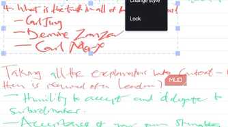 xnotes lasso-selecting a section of the handwritten notes