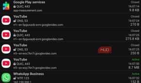 Youtube and whatsapp connection list PCAPdroid.