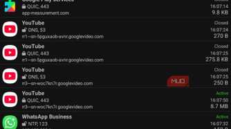 Youtube and whatsapp connection list PCAPdroid.