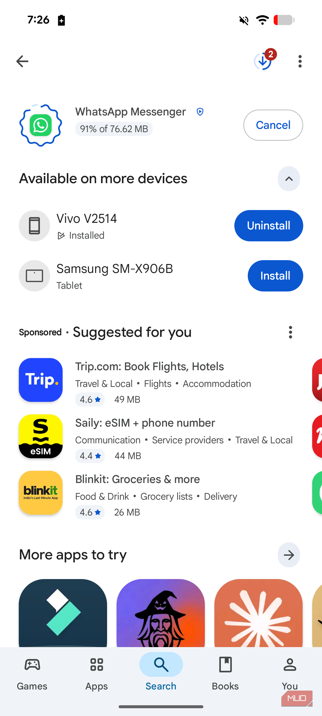 a screenshot of installing whatsapp on pixel 8