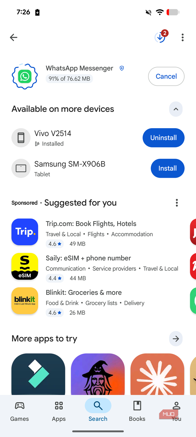 a screenshot of installing whatsapp on pixel 8