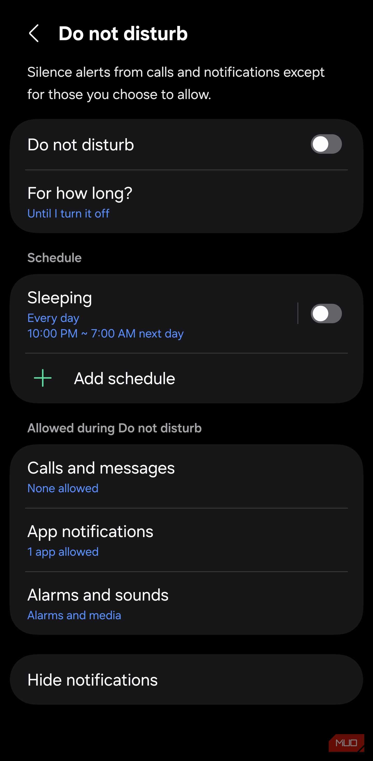Accessing Calls and messages in Do not disturb