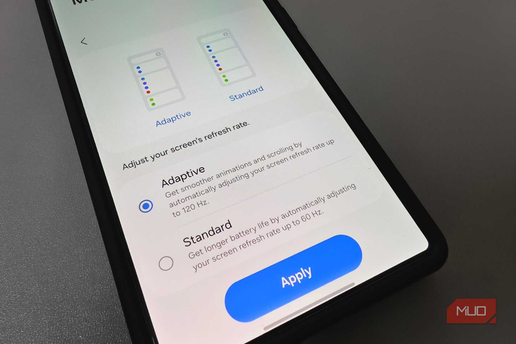 Adaptive selected in Motion smoothness settings