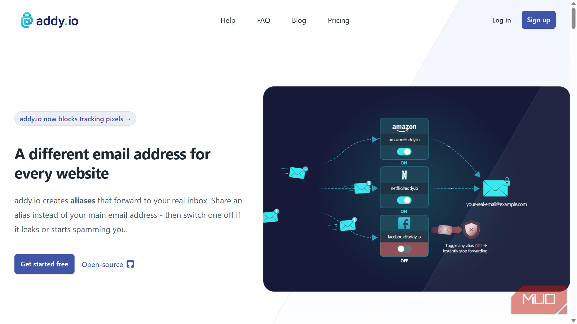 Addy io landing page for email aliases