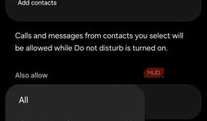 Allowed callers menu on Samsung Galaxy