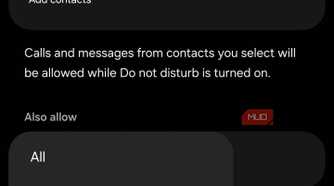 Allowed callers menu on Samsung Galaxy