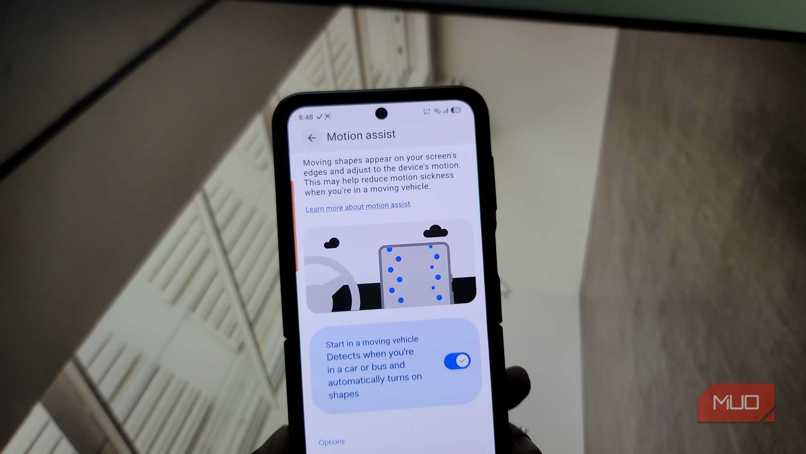 android motion assist accessibility feature settings screen